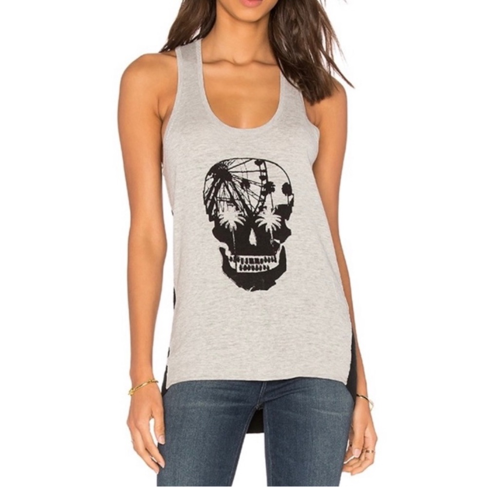 NWOT Skull Cashmere Tank Mid Heather Grey & Black